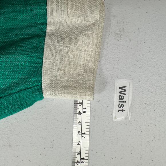 Vintage Gay Boyer Womens Skirt Set Size 14 Green White Flax Blend Office Career - Picture 7 of 9